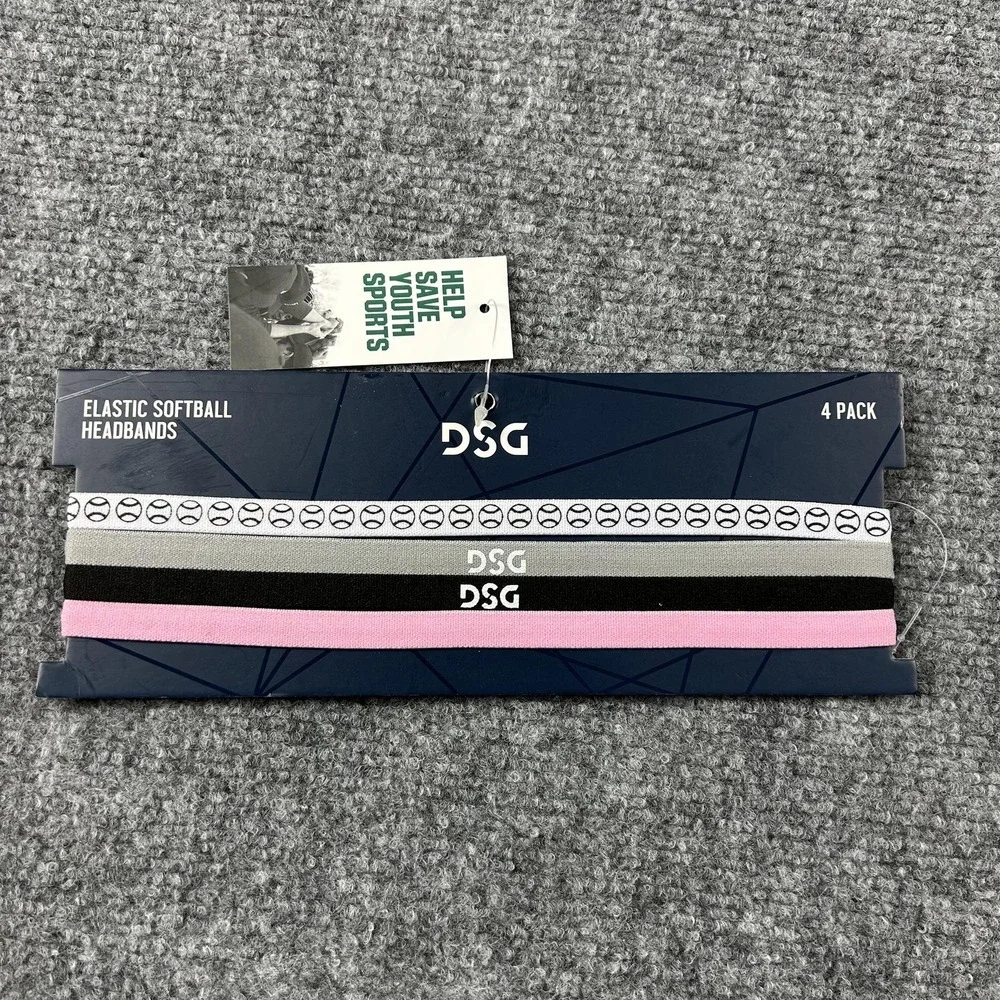 DSG Strikeout Softball Headbands 4 Pack‎ Multi-Color Elastic Sports Hair Bands